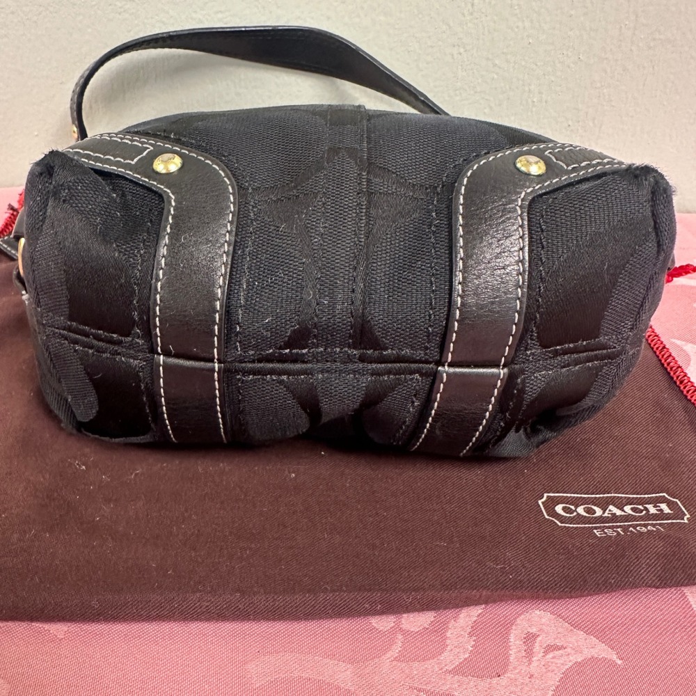 Vintage Coach Carly Signature C Black Jacquard Small Hobo Shoulder Bag - Picture 11 of 16